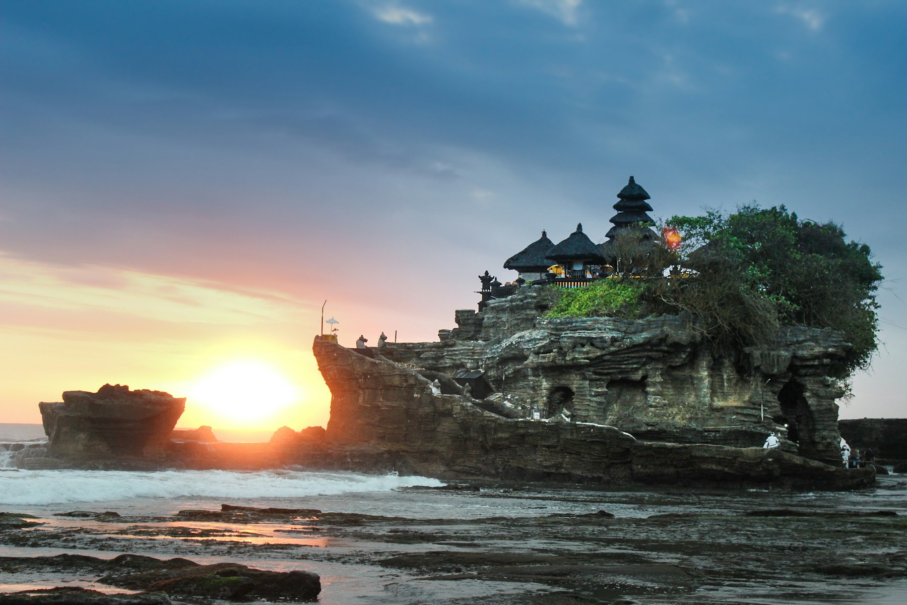 Tanah Lot sea temple in Bali at sunset