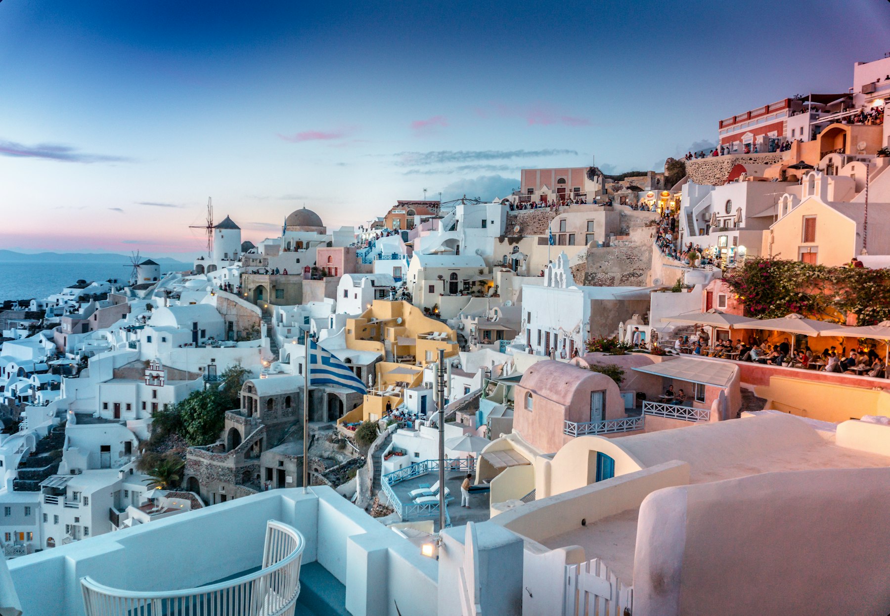 White houses of Oia, Santorini above the Aegean